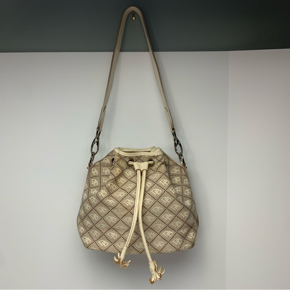Dooney & Bourke Handbag Drawstring Bucket Tote Hobo Monogram Y2K Purse [Stained] - Picture 15 of 16